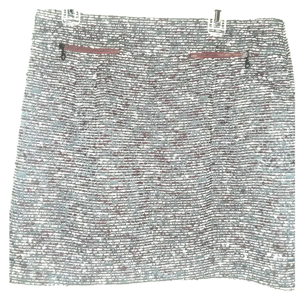 Loft Ann Taylor Tweed Mini Skirt Maroon Zipper